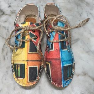 Sundias British London Print Canvas Espadrilles